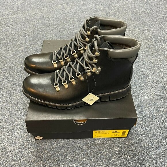 NIB Cole Haan Zerogrand Men\'s Causal Waterproof Black Leather Hiker Boot #C35594
